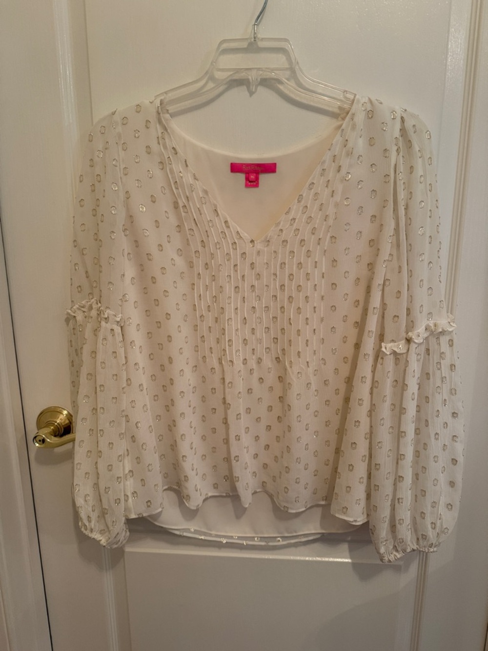 Lilly Pulitzer White and Gold Blouse
